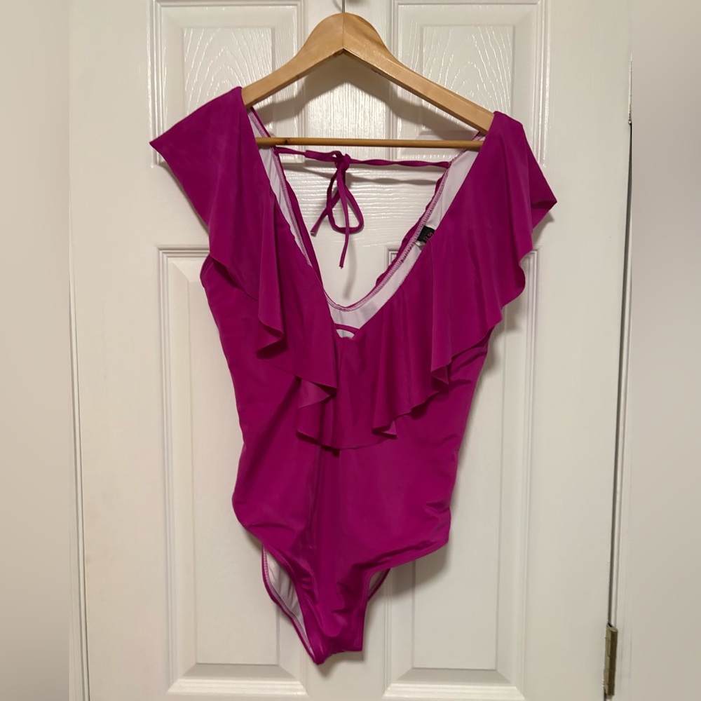 Vibrant Pink Ruffled One-Piece Swimsuit